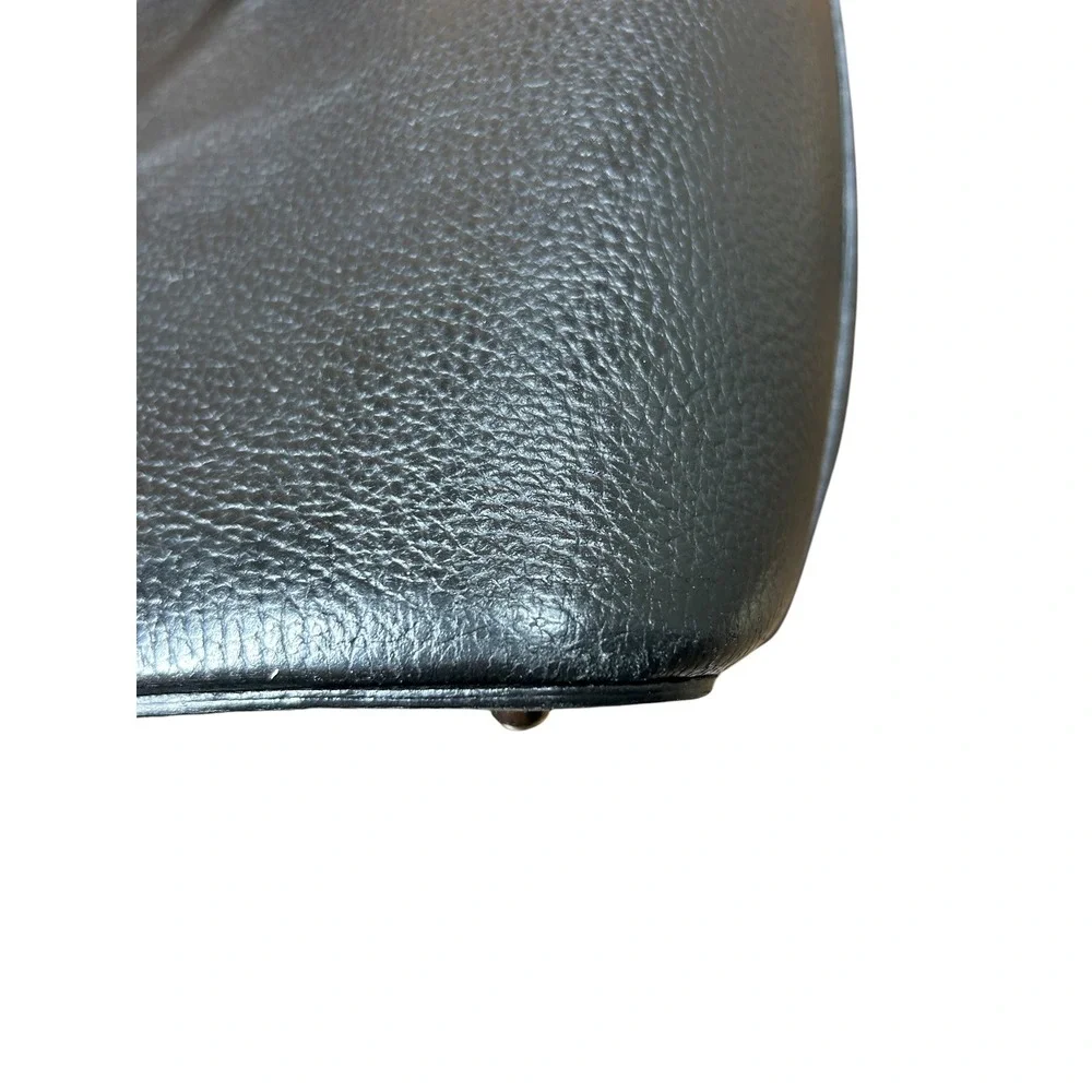 Valentino Mario Valentino Black Pebbled Leather Large Dome Satchel Crossbody Bag